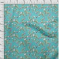 thumbnail image 3 of oneOone Cotton Poplin Twill Turquoise Blue Fabric Flower & Leaves Watercolor Sewing Fabric By The Yard Print Diy Clothing Sewing 56 Inche Wide, 3 of 4