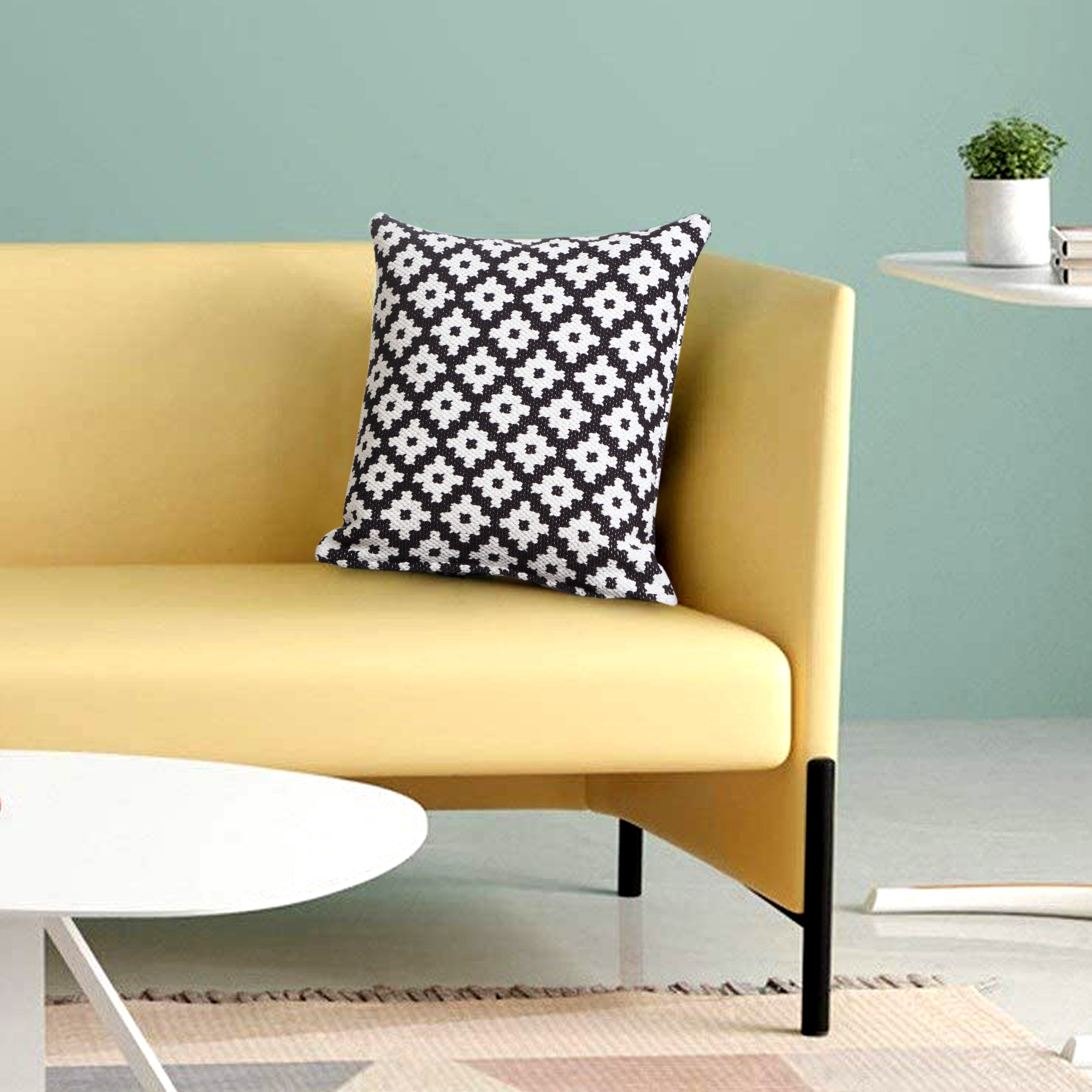 Ox Bay Woven Geometric Throw Pillow, Black and White, 20" Square, Count Per Pack 1
