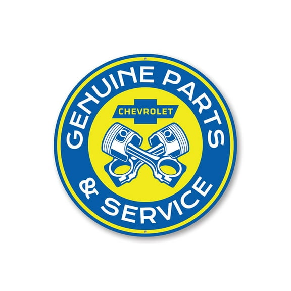 Chevy Genuine Parts & Service, Garage Wall Decor, Father's Day Sign, Popular Car Aluminum Metal Decor Sign - 12" Round