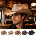 thumbnail image 7 of Cowboy Hat Wide Brim Sun Protection Hat With Adjustable Windproof Rope Soft Lightweight Fabric Unisex Outdoor Travel Music Festival Daily Wear, 7 of 7