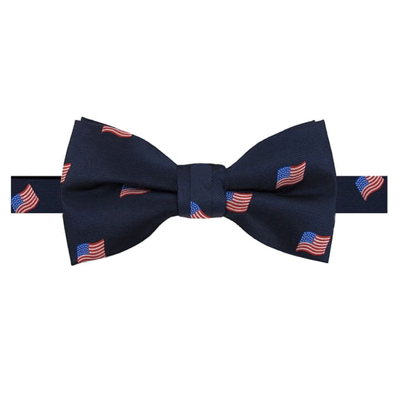 Jacob Alexander Men's Woven American Flags USA Navy Bow Tie Pre-Tied Banded Adjustable