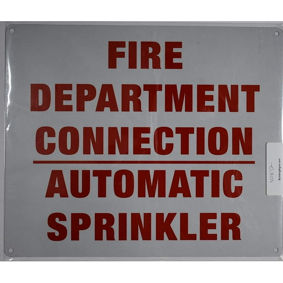 FIRE DEPT Connection - AUTO Sprinkler Sign(White, Reflective, Aluminium 10x12)