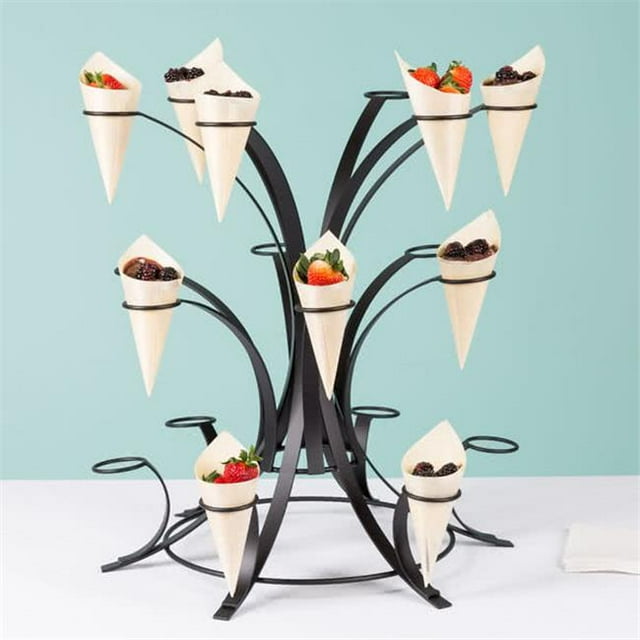 Cal Mil 3330-13 3-Tier Disposable Standard Flat Cone Holder - Black