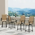 thumbnail image 3 of Poteban Patio Swivel Bar Stools Chair of 4, Outdoor Bar Heigt Set, All Weather High Back and Armrest Rocking Stools & Bar Chairs for Backyard, Lawn Garden, Balcony and Pool,Khaki, 3 of 7