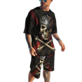 thumbnail image 3 of Chándal de hombre, camiseta de manga corta, pantalones de playa, camiseta con estampado digital 3D de calavera punk para hombre, pantalones cortos deportivos casuales de manga corta, 3 of 5