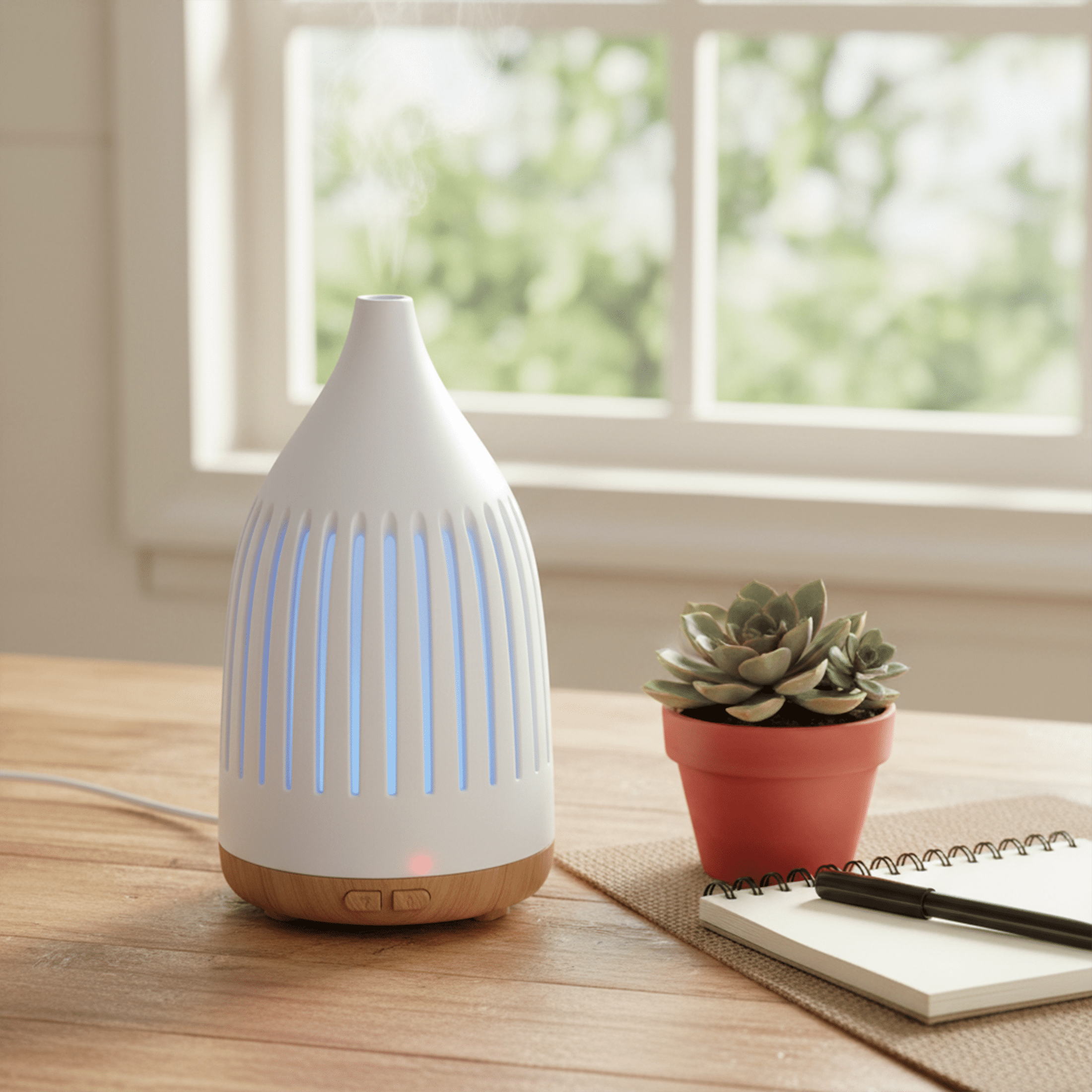 Mainstays White Ultrasonic Aroma Cone 150mL Oil Diffuser with LED Glow