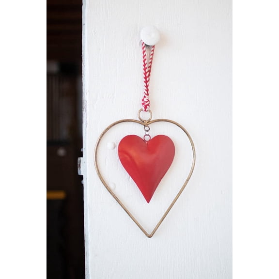 Kalalou Heart Door Hanger, 9" H, Red
