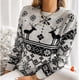 thumbnail image 2 of Suéter navideño de cuello alto para mujer, suéter de punto con estampado de alce, jersey informal de manga larga, tops de invierno, 2 of 5