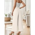 thumbnail image 6 of GIRUNS Women's Wide Leg Pants High Waist Adjustable Knot Casual Loose Trousers With Pockets Business Work Casual Pants Ivory white 2XL, 6 of 6