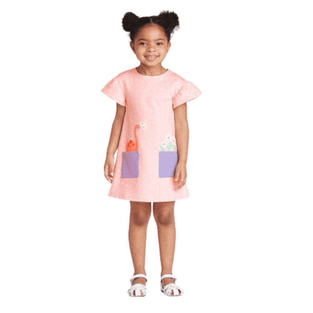 CAT \u0026 JACK Girls 'Dinosaur Pocket Dress 