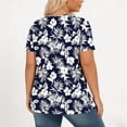 thumbnail image 3 of Feancey Womens Plus Size Tops 2026 Summer Short Sleeve Pleated Blouses Crew Neck Casual Floral Print T-Shirts Loose Fit Dressy Tee Shirt Black L, 3 of 7
