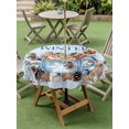 thumbnail image 3 of Outdoor Tablecloth with Umbrella Hole and Zipper, Blue Christmas Round Table Cloth 60 Inch Waterproof Tablecloth, Coffee Xmas Botanical Pine Cones Picnic Table Cover for Patio Camping, 3 of 7