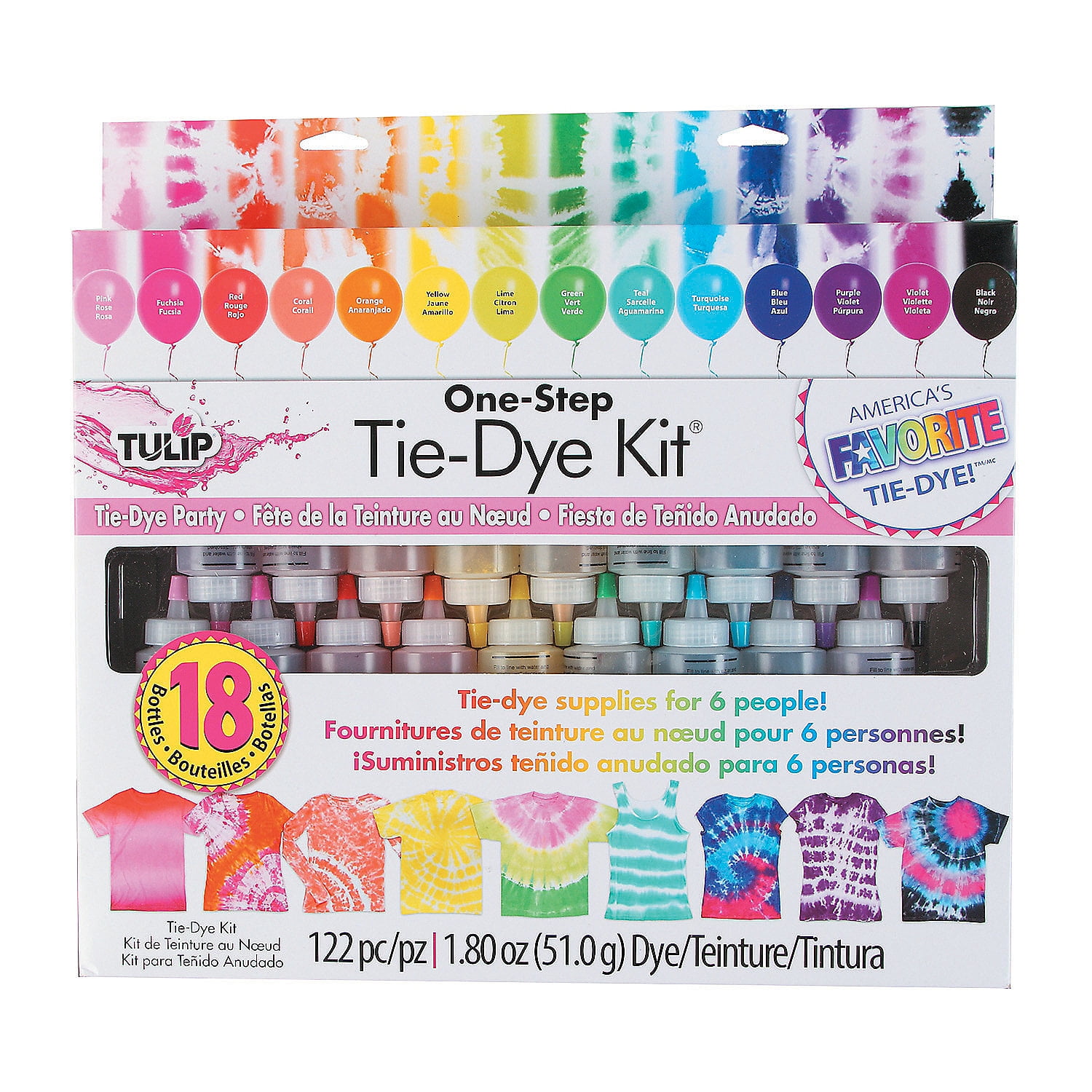 Tulip One Step Tie 18 Dye Kit 18 Pieces