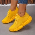 thumbnail image 3 of longantii Womens Round Toe Walking Running Shoes Arch Support Lightweight Mesh Slip On Tennis Sneakers Comfortable Breathable Platforms Lace Up Sneakers Shoes Yellow, 3 of 5