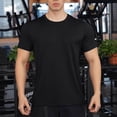 thumbnail image 3 of Mens Short Sleeve Muscle T-Shirt Bodybuilding Athletic Training Tee, Muscle Fit Crew Neck Fitness Top, Quick Dry 4-Way Stretch Performance Base Layer Solid Color, 3 of 6