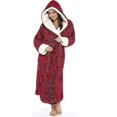 thumbnail image 3 of 2023 Fleece Bathrobe Women Soft Dressing Gown Hooded Fluffy Towling Bath Robe-1, 3 of 5