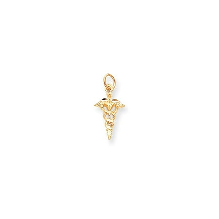 10k Yellow Gold Solid Caduceus Charm