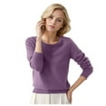 thumbnail image 2 of LEKDFST Womens Fall Sweaters Casual Soft Knit Basic Pullover Sweater Lightweight Crewneck Long Sleeve Jumper Tops Purple XL, 2 of 5