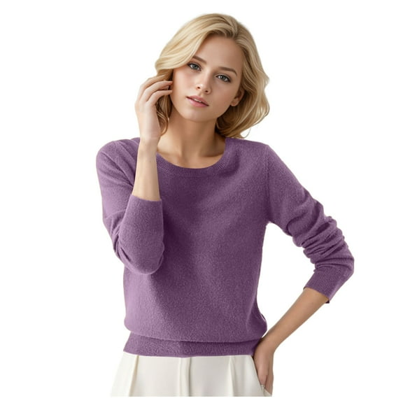 Zhuashum Womens Sweaters Round Neck Pullover Sweater Solid Color Long Sleeves Comfortable Simple Clothing 3Xl