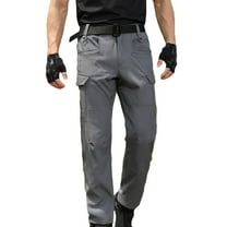 Men's Hiking Pants, Tactical Work Pants for Men, Lightweight Straight Leg Long Cargo Pants Multi Pockets Casual Trousers Outdoor Apparel, Lined-Gray, L