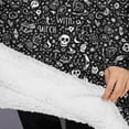 thumbnail image 3 of Oversized Wearable Blanket Hoodie,Black White Gothic Witch Skull Pattern Sherpa Blanket Hoodie with Super Pockets,Super Warm Fuzzy Pullover for Women & Men, 3 of 6
