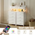 thumbnail image 5 of GUNAITO Nightstand with Charging Station and LED Light Bedside Table with Fabric Drawers and Storage Shelf Tall Nightstand for Bedroom Living Room Small Spaces White, 5 of 8