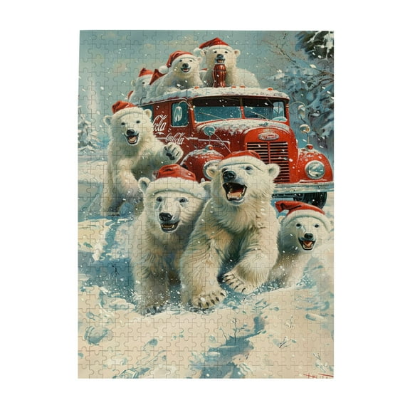 500 PCS White Bear Truck Puzzles For Adults 500 Pieces,Funny Holiday Gifts Puzzle,Puzzles Suitable For Entertaining With Family During Holidays,Classic Animal Modern Style Wooden Jigsaw Puzzles