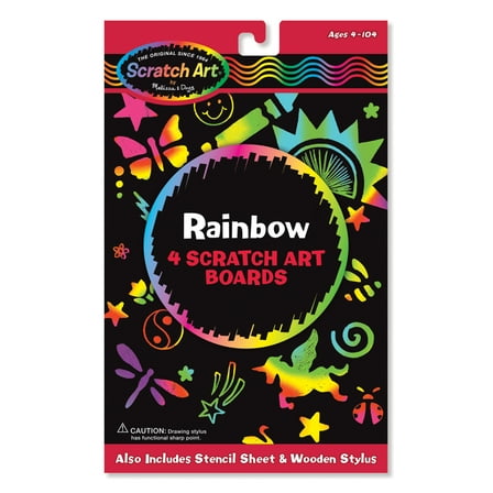 Melissa & Doug Scratch Art Activity Kit: Rainbow - 4 Boards, Stencil Sheet, Wooden Stylus