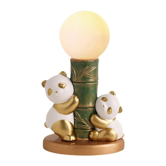 Luz de noche de panda con detalles vívidos, obra de arte, decoración del hogar para balcón, baño y escritorio. Panda dorado