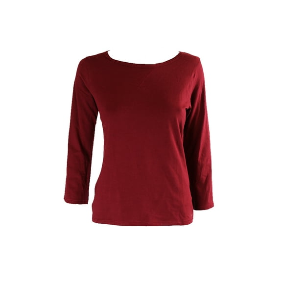 Calvin Klein Women's Cranberry Comfort Cotton 3/4 Sleeve Top, Size XS