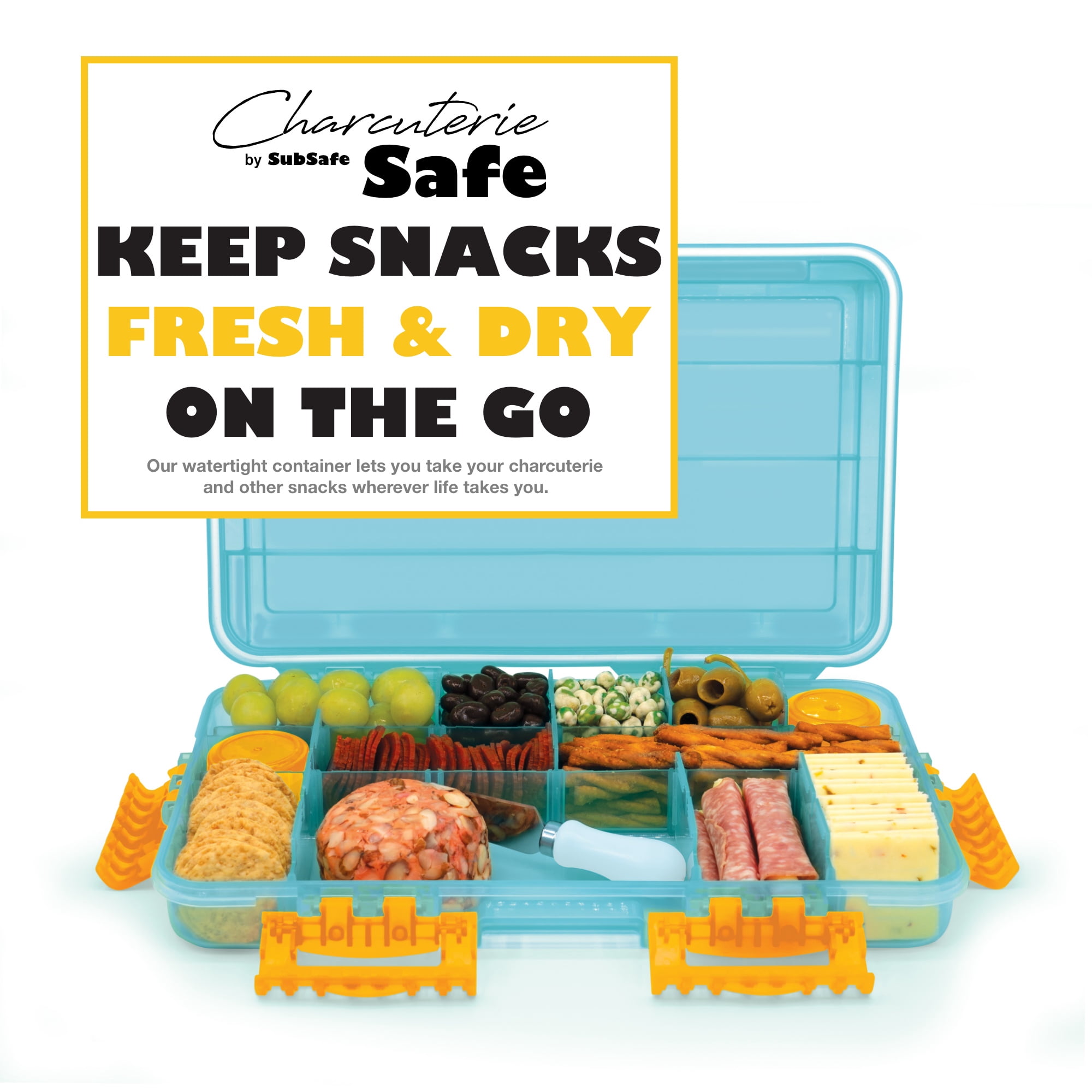 food safe tackle boxes Charcuterie Safe: Snack Set For On The Go! (MORE COLOR OPTIONS) SubSafe Charcuterie Safe is a waterproof container to transport charcuterie wherever life takes you SubSafe Charcuterie Waterproof Storage Box