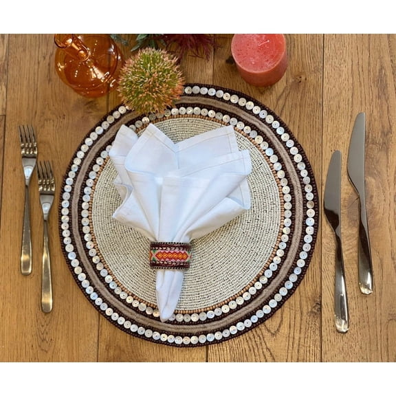 Set of 6, Handmade beaded placemat, beaded tablemat, 14 inch, bead charger