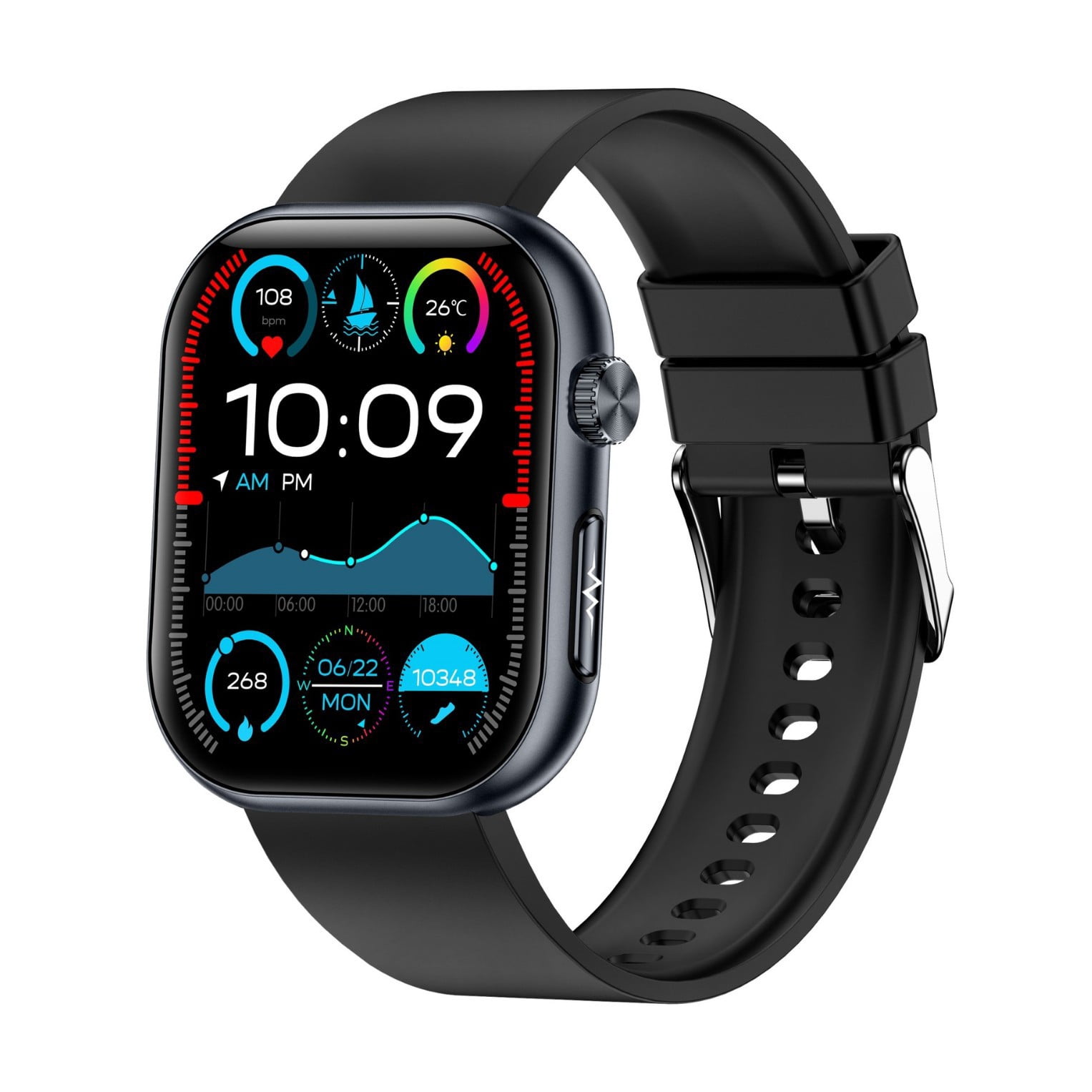 Laatikui ET587 smart watch, Bluetooth GPS men and women sports waterproof mode, .1.96-inch fitness exercise tracker, call/smart reminder