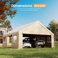 thumbnail image 7 of FOROUTIA 20x20ft Heavy-Duty Carport Canopy, khaki Gable Roof PE Garage, All-Weather Shelter for Car/Truck/SUV/Outdoor Storage & Party, 7 of 7