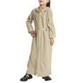 thumbnail image 2 of Ugoldhm Girls V-Neck Muslim Dress 2-13Y Cotton Long Sleeve Fall Casual Robe for Kids Modest Clothing, 2 of 5