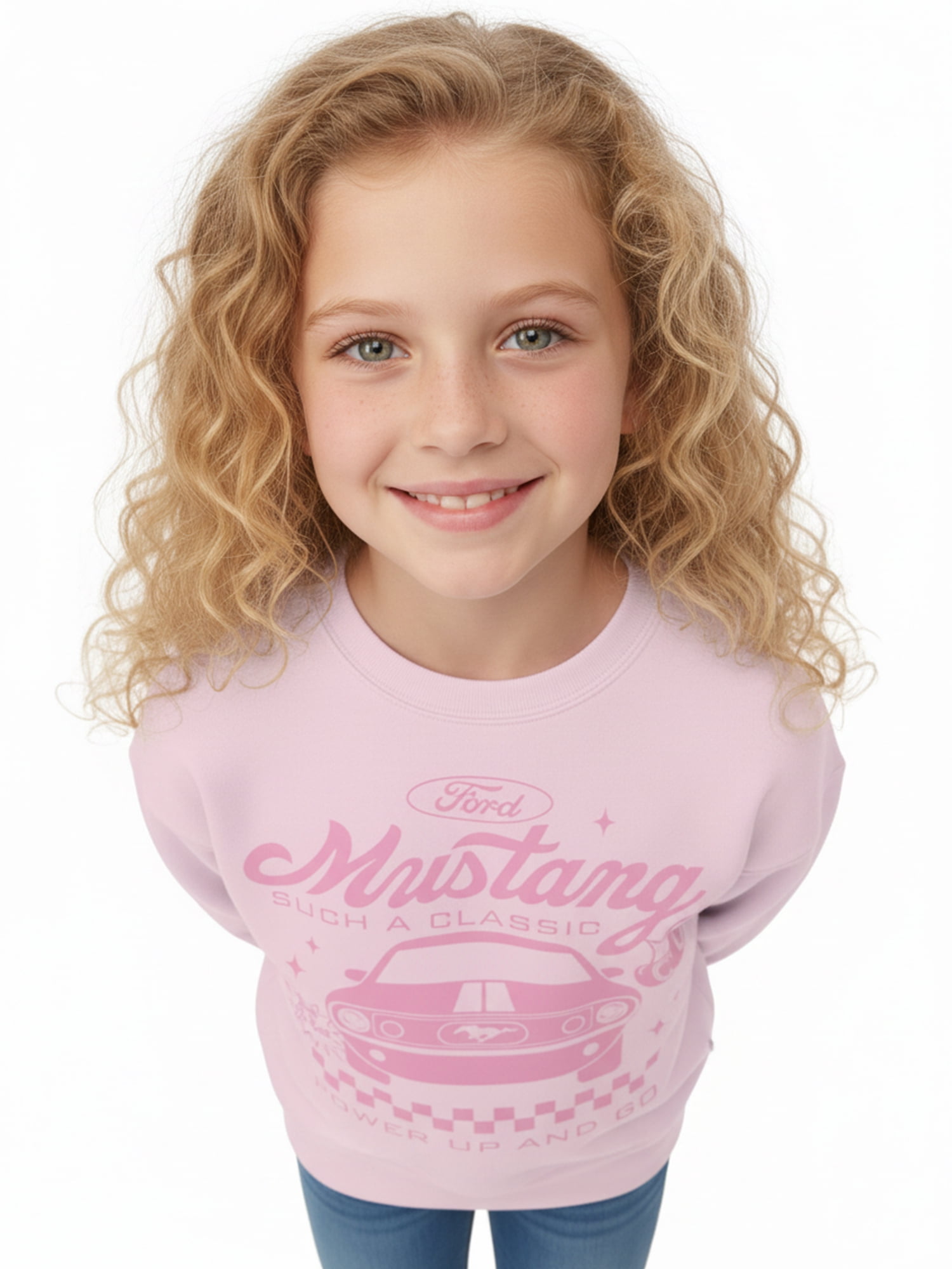 Ford Girls Mustang Retro Classic Graphic Sweatshirt, Sizes 4-16