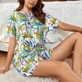 thumbnail image 4 of Balery Summer Leopard Pattern Womens Pajama Sets 2 Piece Soft Short Sleeve Top and Shorts Sleepwear Round Neck Pjs Lounge Set with Pockets-Small, 4 of 7