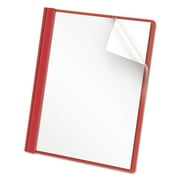 Clear Front Report Cover, Prong Fastener, 0.5" Capacity, 8.5 X 11, Clear/red, 25/box | Bundle of 5 Boxes