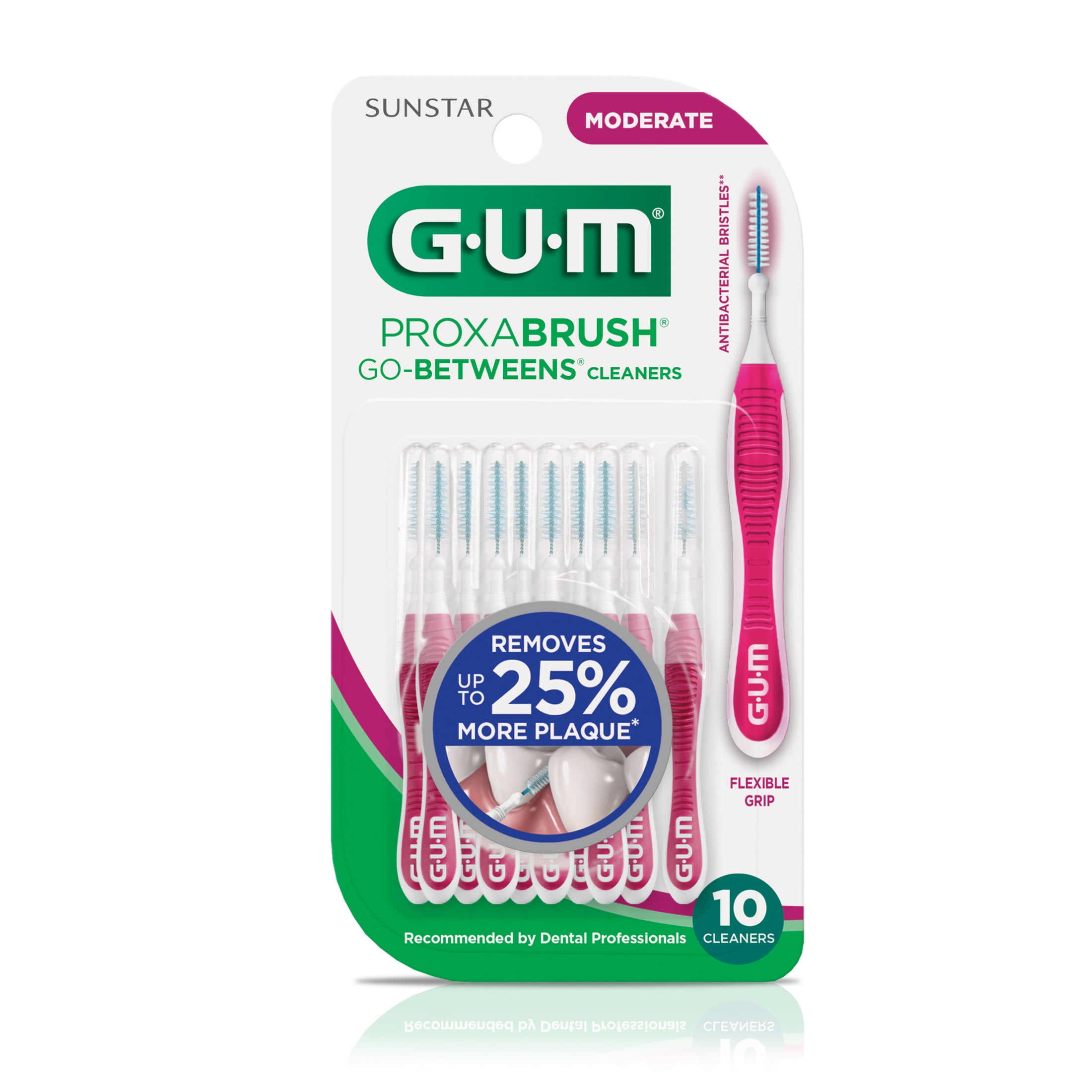 (3 pack) GUM Proxabrush Go-Betweens Moderate Interdental Brushes 10 Count