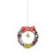 thumbnail image 2 of Marco de anillo de PVC para mini coronas de Navidad | Ramas de aguja de pino blanco verde | Arco Cuadricudo Rojo | Piñas de piñas bayas rojas Campana de oro | 8x8cm | Decoración interior exterior, 2 of 6