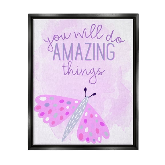 Stupell Industries Amazing Things Uplifting Phrase Animals & Insects Painting Black Floater Framed Art Print Wall Art