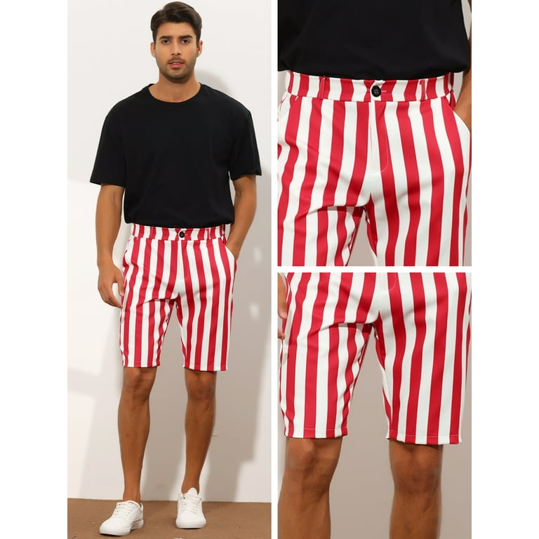 Red shorts white stripe sale