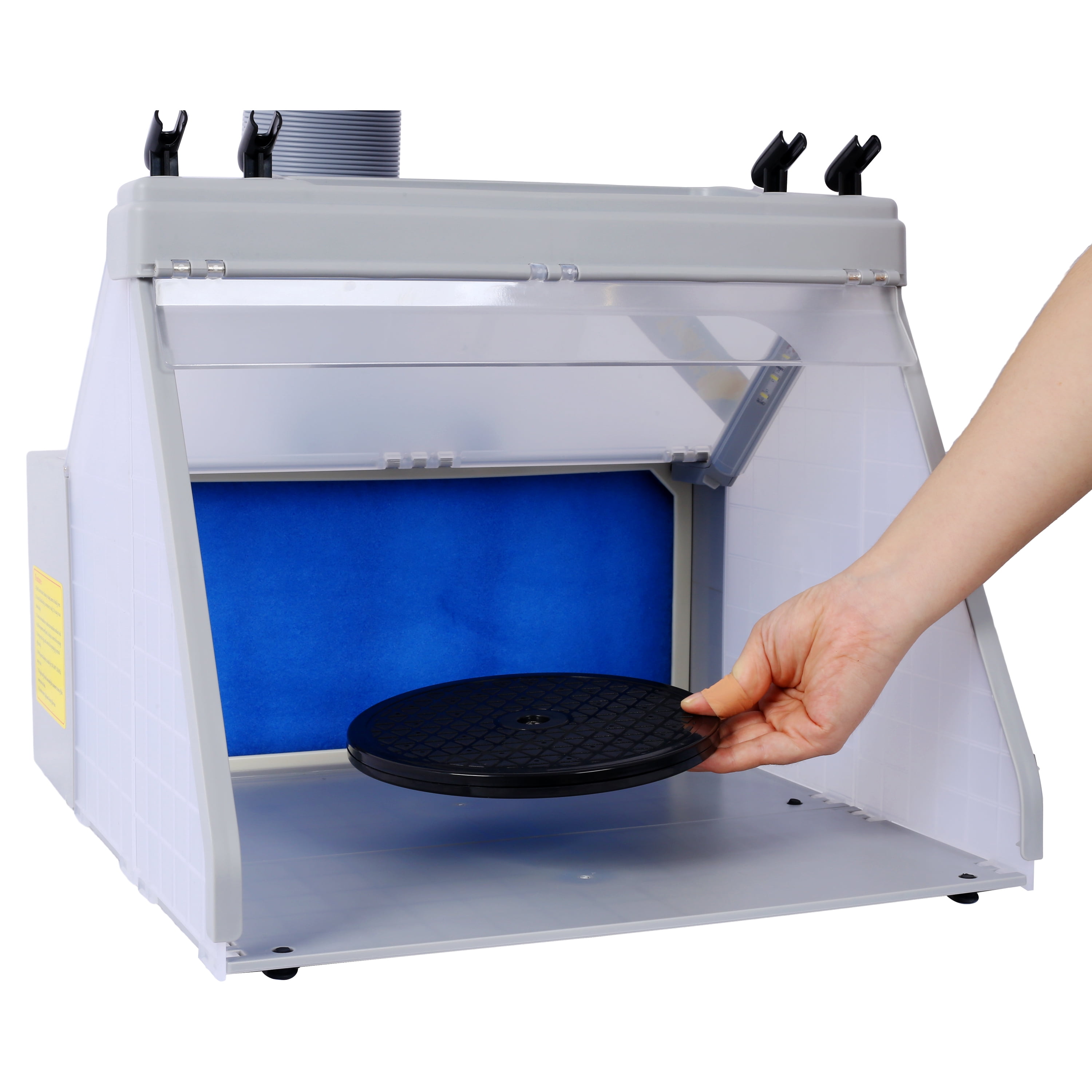 Olurrisa Portable Airbrush Spray Booth Kit, Airbrush Paint Booth for Models, Includes 3 Led Lights, 4 Airbrush Holders and 1 Paint Holder, for Crafts Airbrushing, Cake Decorations