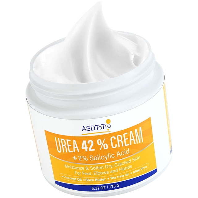 Crema de urea 42% - Cuidado de los pies para talones secos y agrietados Loción para pies - Con 2% de ácido salicílico Aceite de árbol de té Manteca de karité Aloe Vera - Para pies Manos Talones Codos