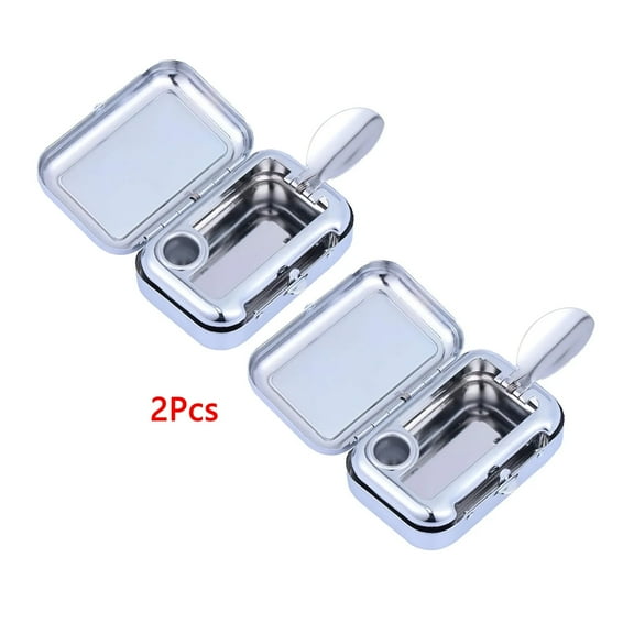 WYZCTTD 2Pcs Pocket Ashtray，Mini Portable Rectangular Ash Tray Metal Ashtrays with Lid Cigarette Snuffer Ash Cigarette Butt Container for Home Office Travel Black