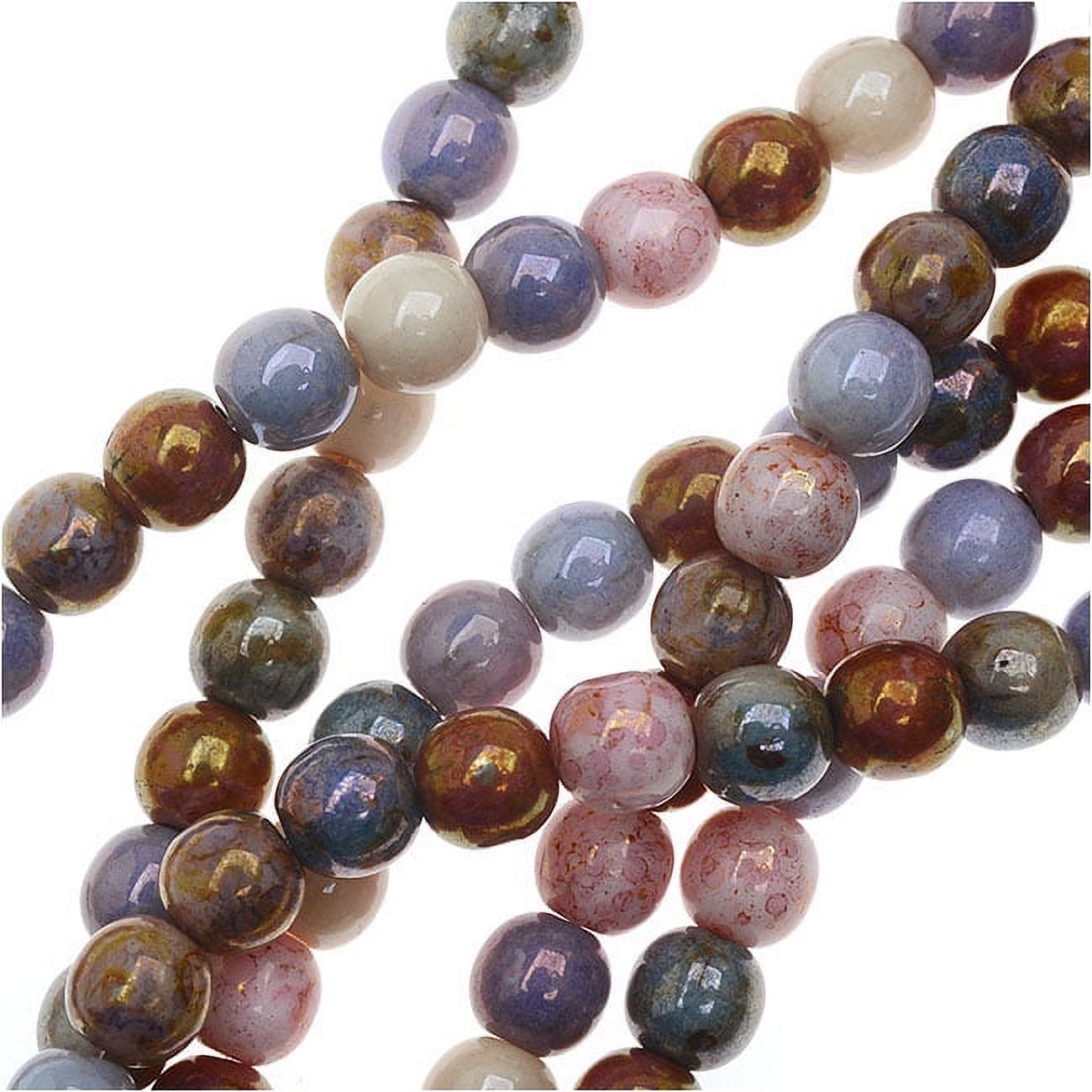 Czech Glass Beads, Round Druks 6mm, 1 Strand, Opaque Luster Mix - image 2 of 2