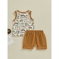 thumbnail image 4 of Suealasg Toddler Boys Summer Outfit Sleeveless Dinosaur Print Tank Top and Elastic Waist Shorts Sets 2Pcs Kids Baby Boys Hawaiian Beach Vacation Clothes, 4 of 9