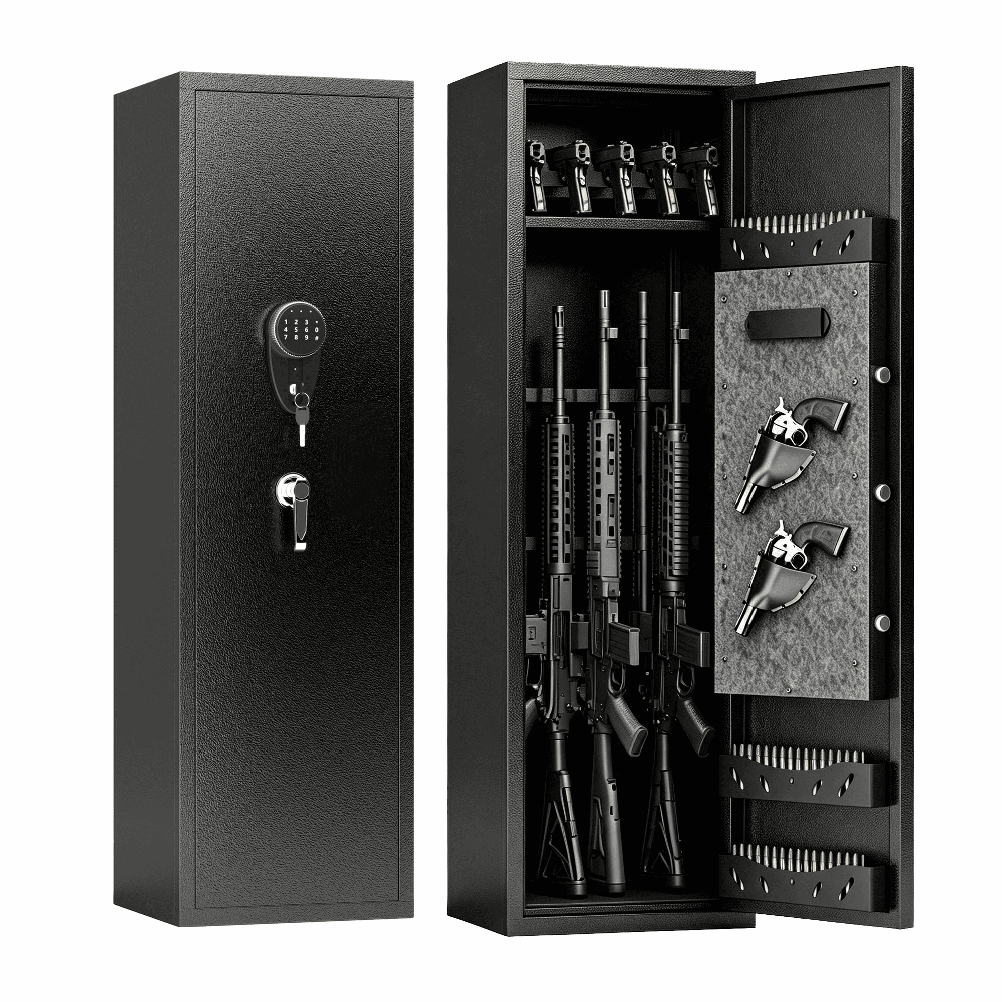 Gun Safe for Rifles & Handguns Keypad Lock Security Storage Cabinet Home Firearm Safe Heavy Duty Steel Assembly Required Black
