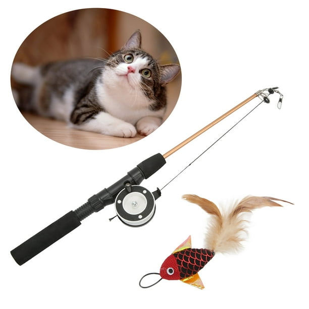 Funny Cat Stick, Bite Resistant Telescopic Attractive Cat Toys For Cats Red  Fish + Fishing Rod