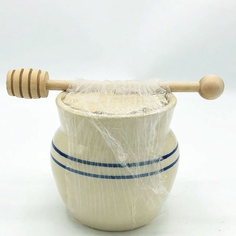 Martinez Pottery Heritage Blue Stripe Honey Pot with Dipper photo 3
